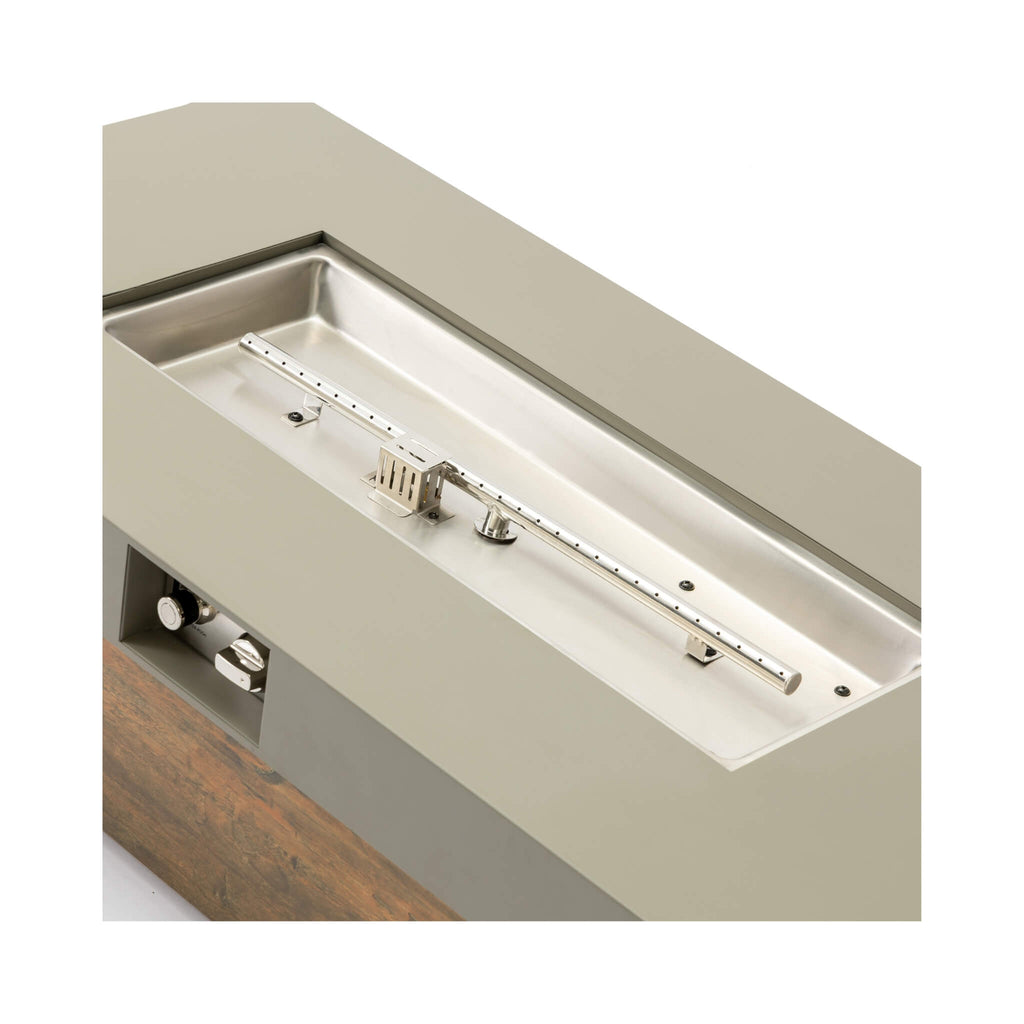 Alora Luxury 48-Inch Outdoor Wood Grain Iron Fire Pit Table With Lava Rocks (SAK37905)