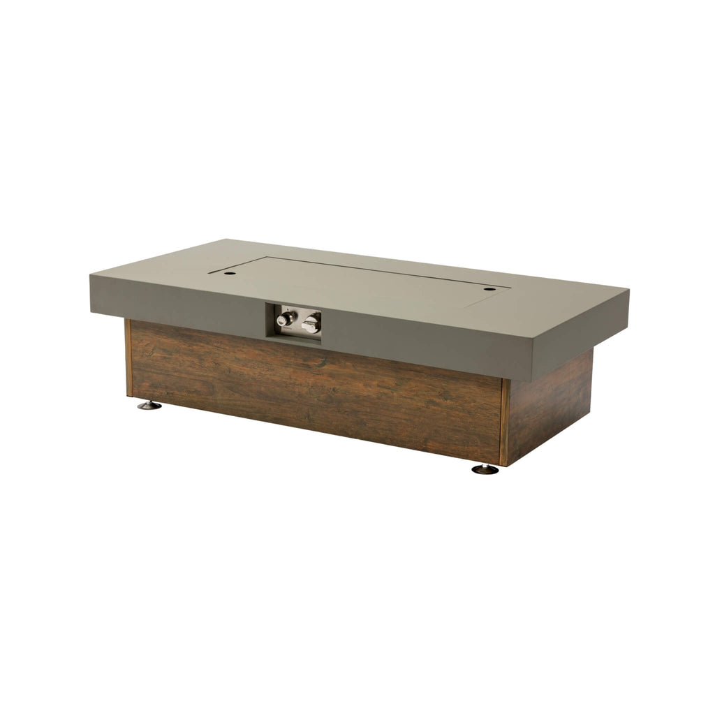 Alora Luxury 48-Inch Outdoor Wood Grain Iron Fire Pit Table With Lava Rocks (SAK37905)